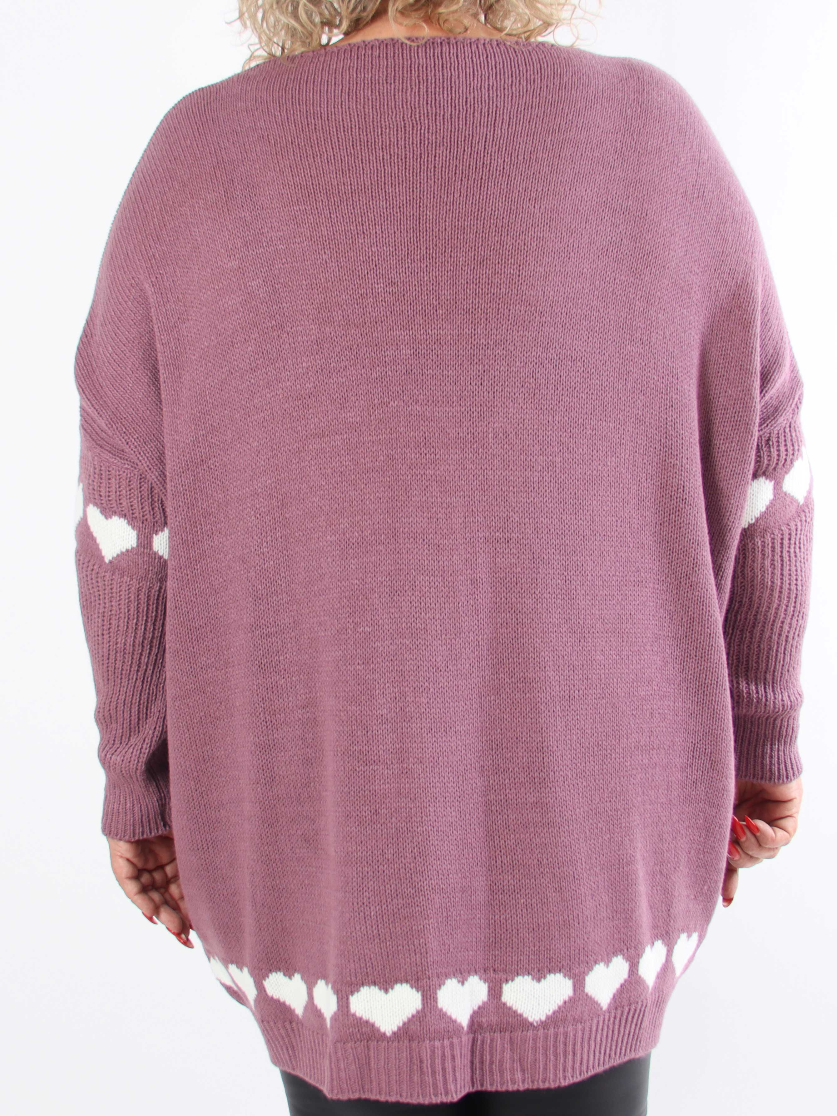 Katerina - Plus size-stickad tröja med söta hjärtdetaljer